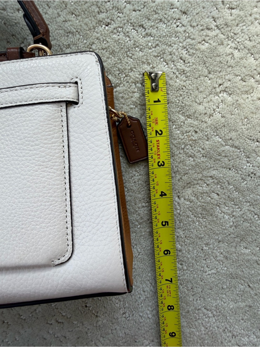 Coach Cream Leather Satchel with Brown Strap and Gold Hardware - Picture 11 of 11